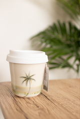 ヤシの木デザインの陶器タンブラー(グリーン)