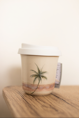 ヤシの木デザインの陶器タンブラー(ピンク)