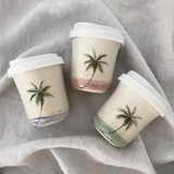 ヤシの木デザインの陶器タンブラー(ピンク)